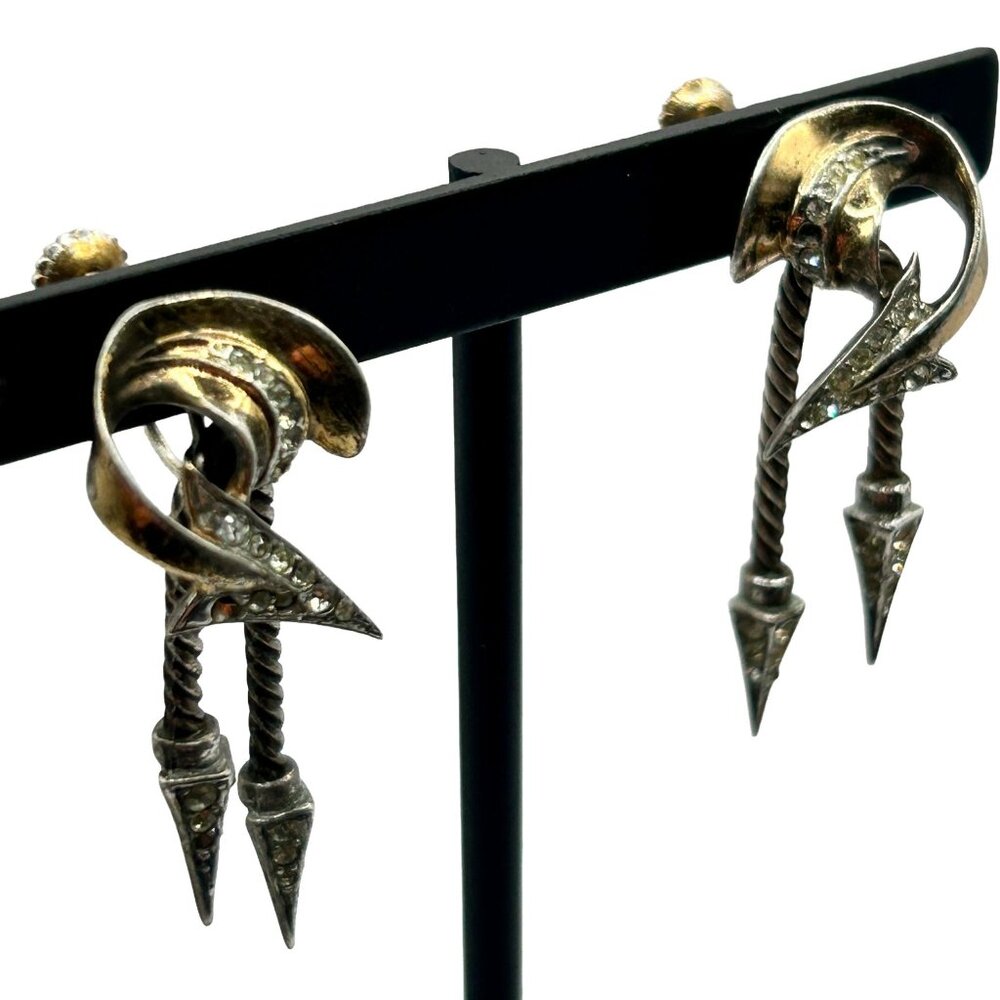Marcel Boucher Phrygian Cap Sterling Reticulated Arrow Brooch Earrings - Picture 3 of 9